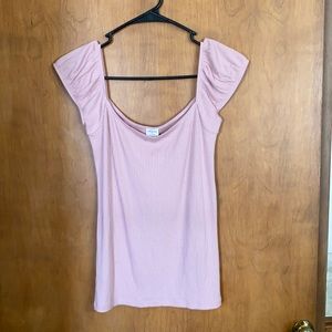 Wilfred Free Light Pink Ribbed Cap Sleeve Top